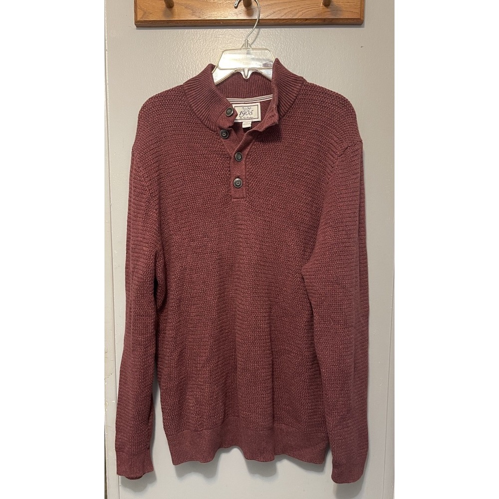 Jos.A.Bank 1905 Maroon Henley Pullover Sweater Size Xl